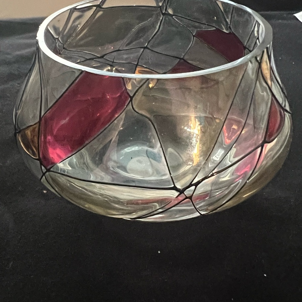 Partylite Mosaic non stem Tealight Glass Candle Holder